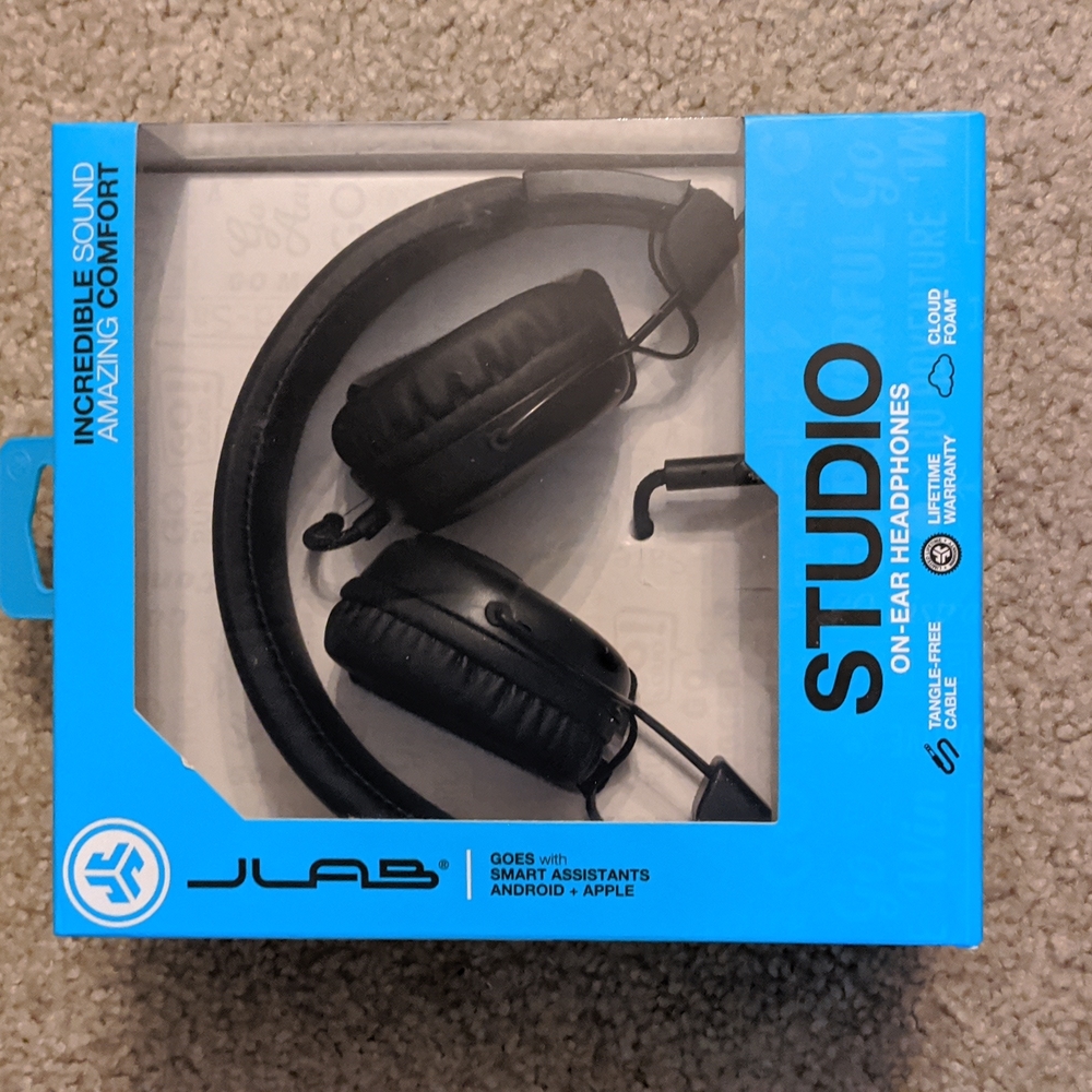 JLab Studio Wired On-Ear Headphones - Black